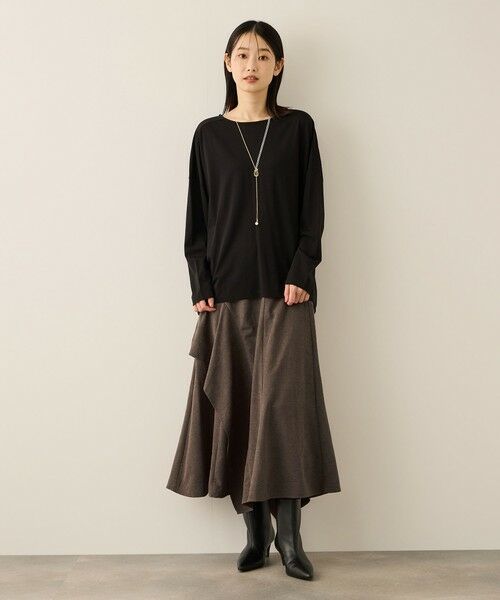 ketty / ケティ ミニ・ひざ丈スカート | サテンピーチバックアシンメトリースカート≪手洗い可能≫ | 詳細4