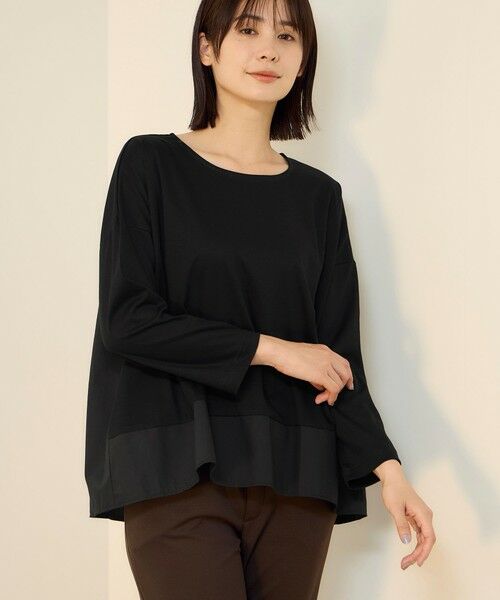 ketty / ケティ カットソー | 《予約販売》【機能するミニマル服】異素材プルオーバー 《接触冷感》（ブラック）