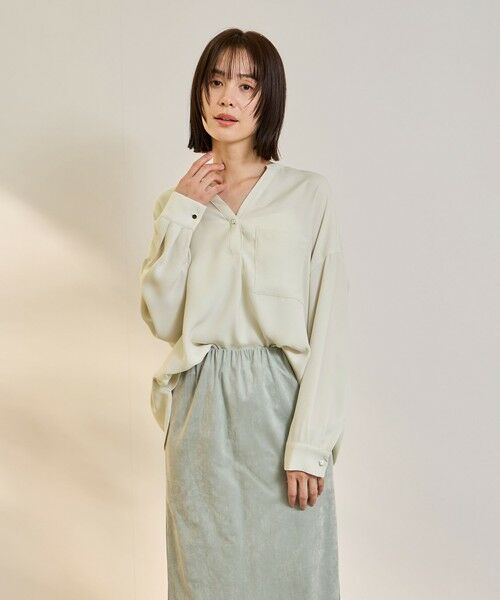 ketty / ケティ シャツ・ブラウス | ダブルバックサテンキーネックブラウス≪手洗い可能≫ | 詳細7