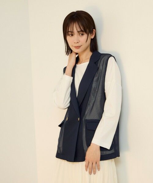 ketty / ケティ ダウンジャケット・ベスト | グリッティメッシュダブルベスト（ネイビー）