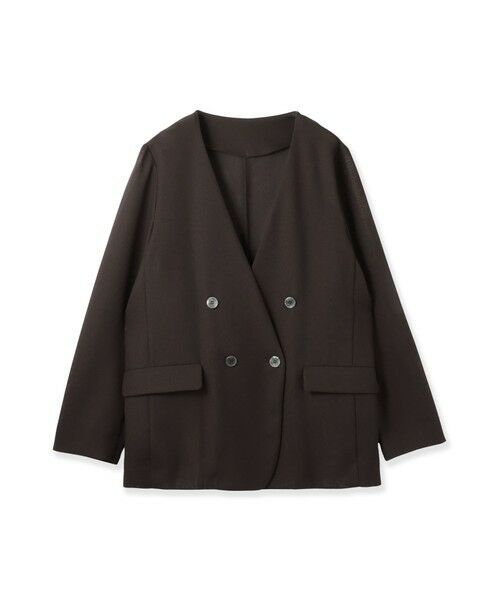 ketty / ケティ テーラードジャケット | グリッディメッシュノーカラージャケット（ブラウン）