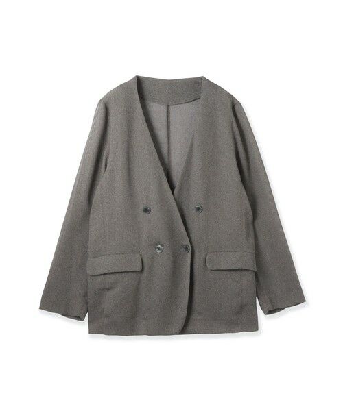 ketty / ケティ テーラードジャケット | グリッディメッシュノーカラージャケット（ライトグレー）