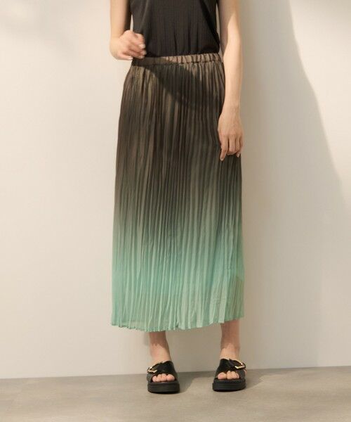 ketty / ケティ ミニ・ひざ丈スカート | シフォングラデーションプリーツスカート（グリーン）