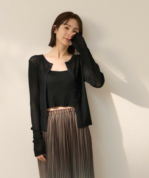 ketty / ケティ カーディガン・ボレロ | リネンフィールカーディガンキャミセット（ブラック）