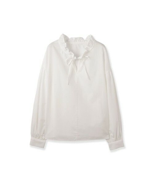 ketty / ケティ シャツ・ブラウス | ハイカウントタイプライターフリルネックブラウス（オフホワイト）