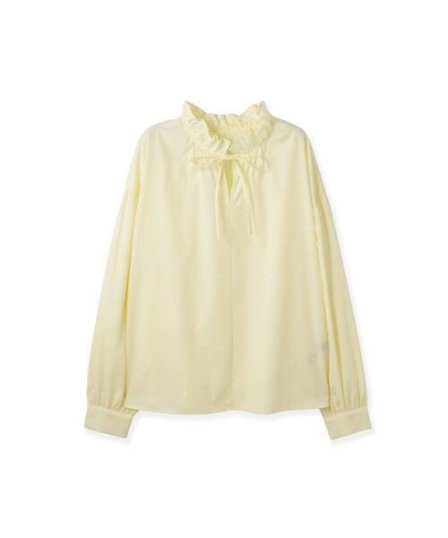 ketty / ケティ シャツ・ブラウス | ハイカウントタイプライターフリルネックブラウス（イエロー）