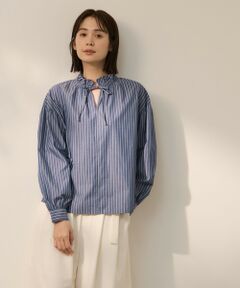 ketty / ケティ シャツ・ブラウス | ブロードストライプフリルネックブラウス
