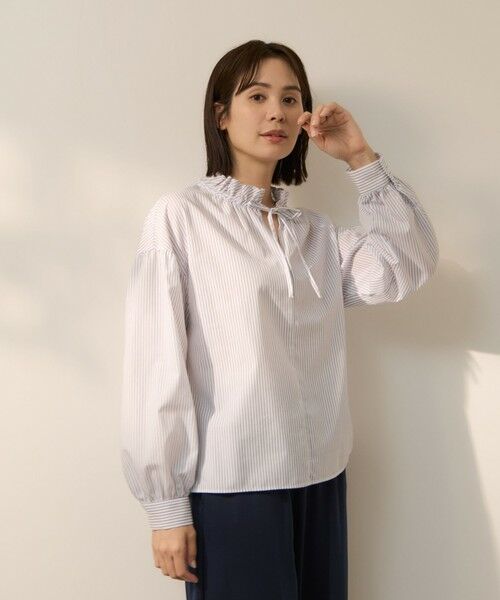 ketty / ケティ シャツ・ブラウス | ブロードストライプフリルネックブラウス | 詳細1