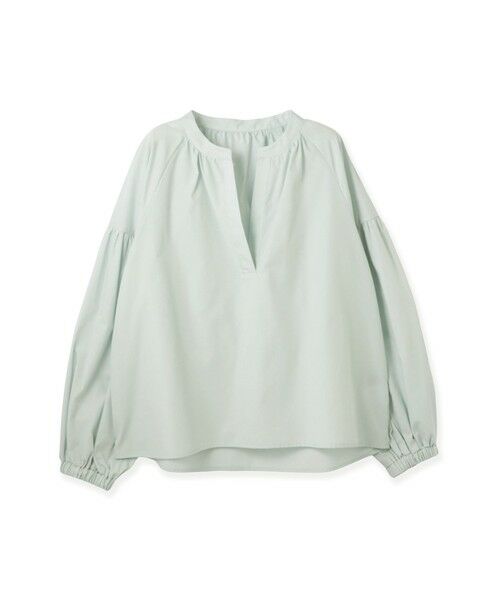 ketty / ケティ シャツ・ブラウス | ハイカウントタイプライターキーネックブラウス（グリーン）