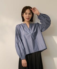 ketty / ケティ シャツ・ブラウス | ブロードストライプキーネックブラウス