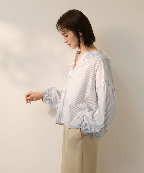 ketty / ケティ シャツ・ブラウス | ブロードストライプキーネックブラウス | 詳細1