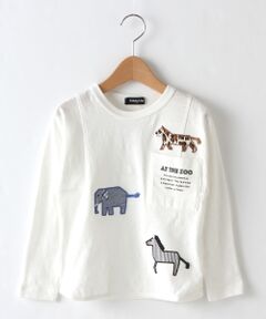 動物刺しゅう胸ポケットTシャツ