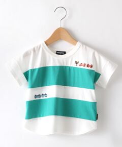 電車刺しゅうボーダー風切替Tシャツ