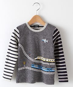 kladskap / クレードスコープ Tシャツ | 電車プリント袖ボーダーTシャツ