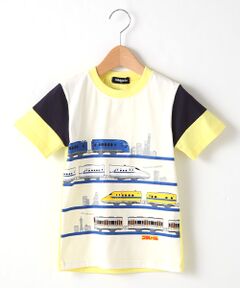 【プラレールコラボ】 4種類乗り物袖配色切り替えTシャツ