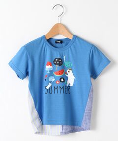 風物詩プリントバック切り替えTシャツ