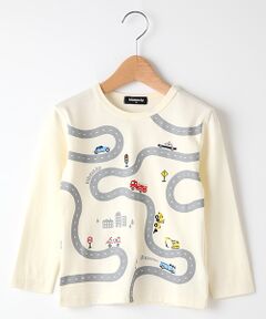 オーガニックコットン 道路×車プリントTシャツ