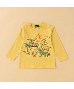 恐竜プリント+背中ギザギザ長袖Tシャツ