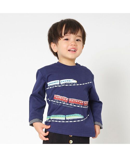 kladskap 電車 くま 恐竜 長袖 Tシャツ オフホワイト 110 【初回限定