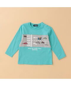 車と道路長袖Tシャツ