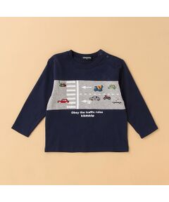 車と道路長袖Tシャツ