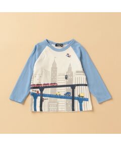 ヒーローと街並み長袖Tシャツ