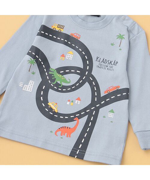 kladskap / クレードスコープ Tシャツ | 車×道路×恐竜長袖Tシャツ | 詳細4