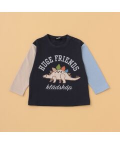 恐竜アップリケクレイジー配色長袖Tシャツ