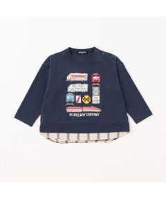 kladskap / クレードスコープ カットソー | 電車アップリケ裾レイヤード風長袖Tシャツ