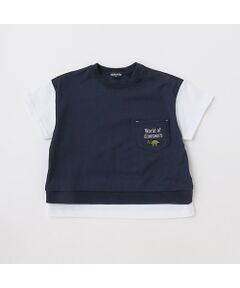 恐竜ベスト重ね着風半袖Tシャツ