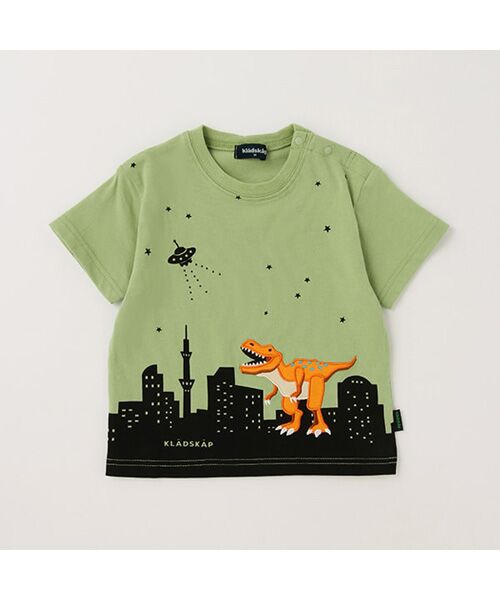 街と恐竜半袖Tシャツ