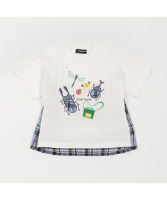 昆虫後ろチェック切替半袖Tシャツ