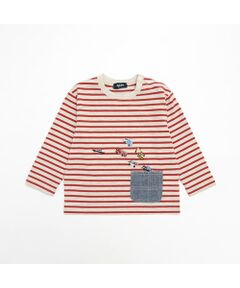 ポケットから車ボーダー長袖Tシャツ