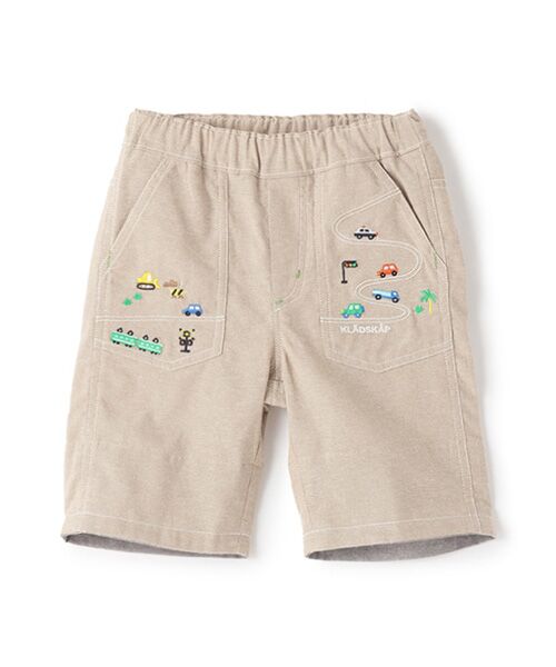 kladskap / クレードスコープ ショート・ハーフ・半端丈パンツ | 乗り物刺しゅう5分丈パンツ(ベ-ジュ)