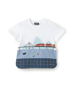 kladskap / クレードスコープ Tシャツ | 海と電車切替半袖Tシャツ