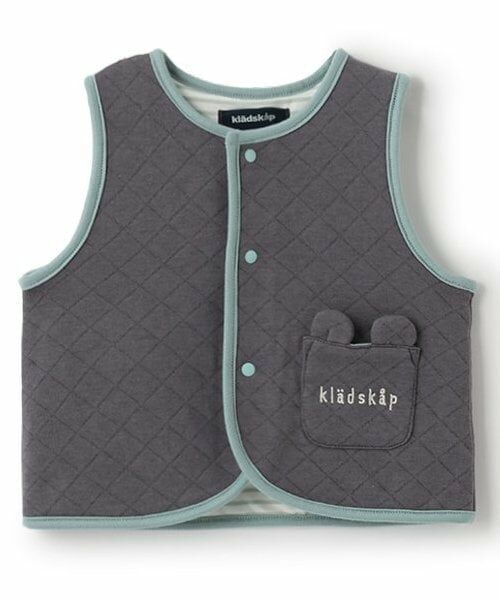 kladskap / クレードスコープ ベビー・キッズウエア | アニマルポケットキルトベスト（チャコール）