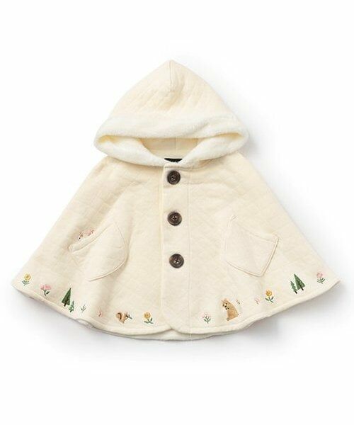 kladskap / クレードスコープ ベビー・キッズウエア | アニマル刺しゅうキルトケープ（アイボリー）