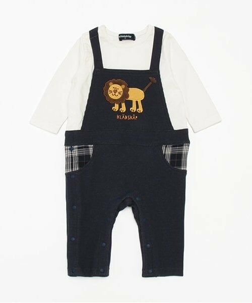 kladskap / クレードスコープ ロンパース | ライオンサロペット風長袖カバーオール（紺）