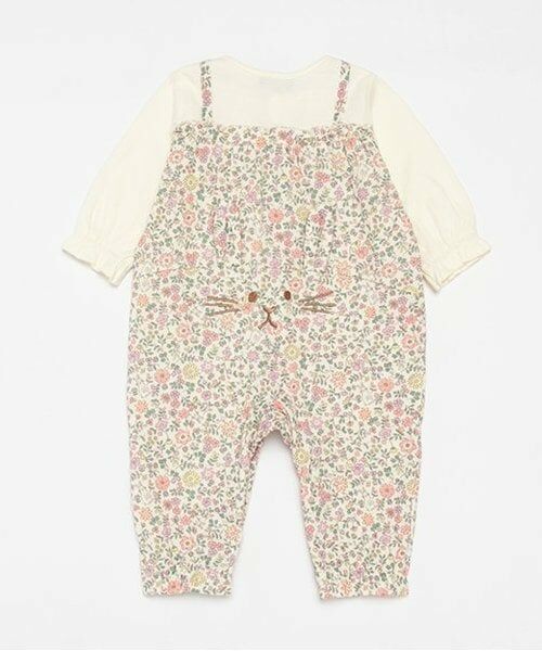 kladskap / クレードスコープ ロンパース | お尻ウサギ花柄切替長袖カバーオール | 詳細1