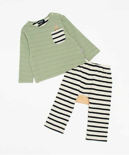 kladskap / クレードスコープ ベビー・キッズウエア | クマ接結長袖セットアップ（薄カーキ）
