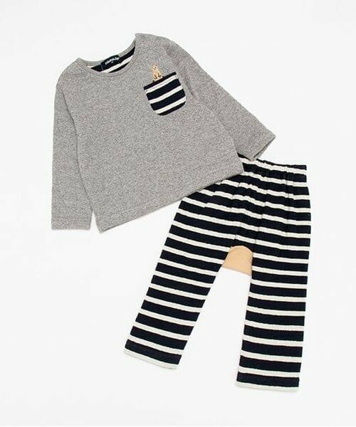 kladskap / クレードスコープ ベビー・キッズウエア | クマ接結長袖セットアップ（グレー）