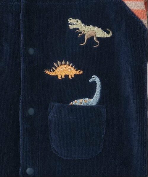 kladskap / クレードスコープ ロンパース | 恐竜ボーダーレイヤード風長袖カバーオール | 詳細3