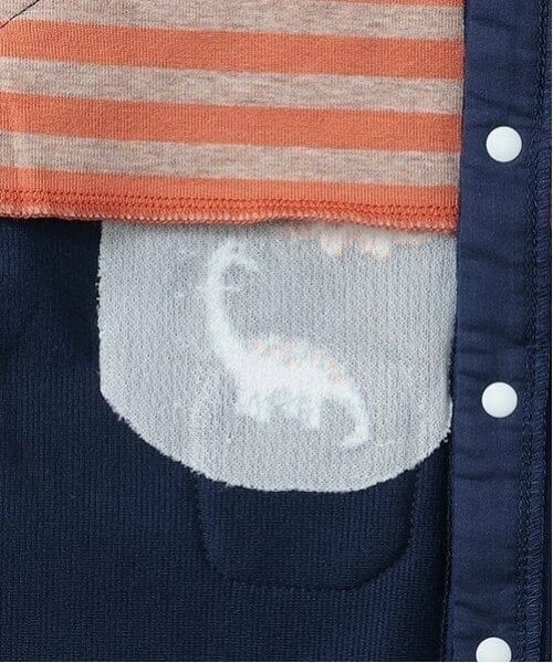 kladskap / クレードスコープ ロンパース | 恐竜ボーダーレイヤード風長袖カバーオール | 詳細4