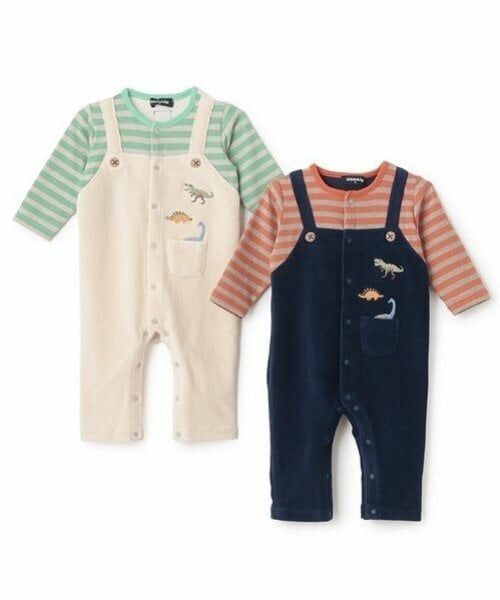 kladskap / クレードスコープ ロンパース | 恐竜ボーダーレイヤード風長袖カバーオール | 詳細9