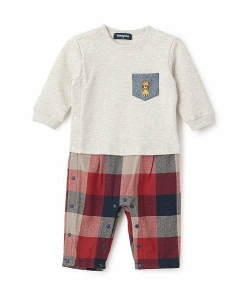 kladskap / クレードスコープ ロンパース | ライオン刺しゅう長袖カバーオール（アイボリー）