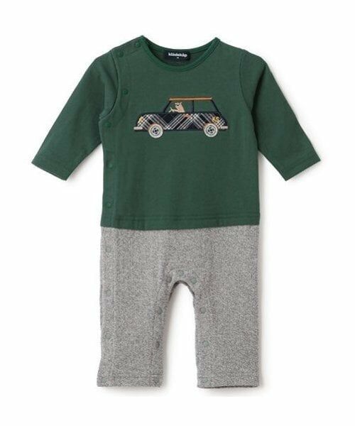 kladskap / クレードスコープ ロンパース | 車アップリケ長袖カバーオール（グリーン）