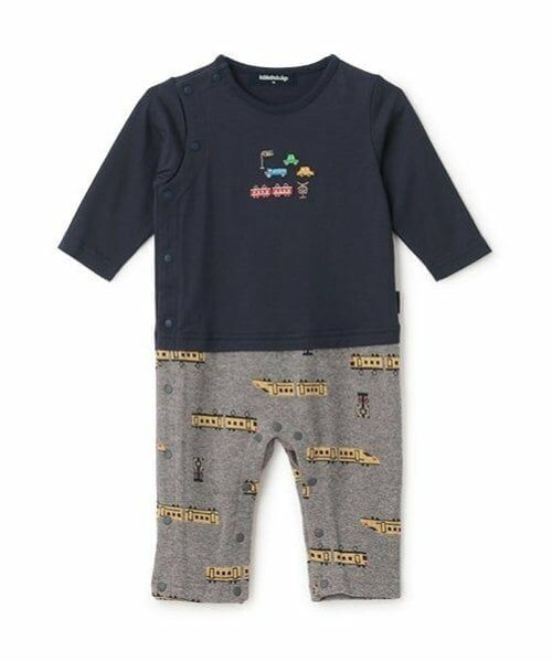 kladskap / クレードスコープ ロンパース | 電車JQ長袖カバーオール（トップ グレー）