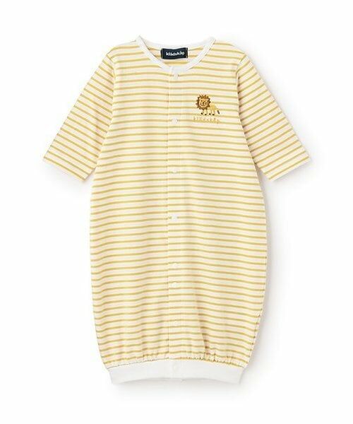 kladskap / クレードスコープ ロンパース | お尻アニマルボーダー長袖2wayオール（カラシ）