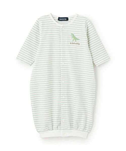 kladskap / クレードスコープ ロンパース | お尻アニマルボーダー長袖2wayオール（イエロー グリーン）