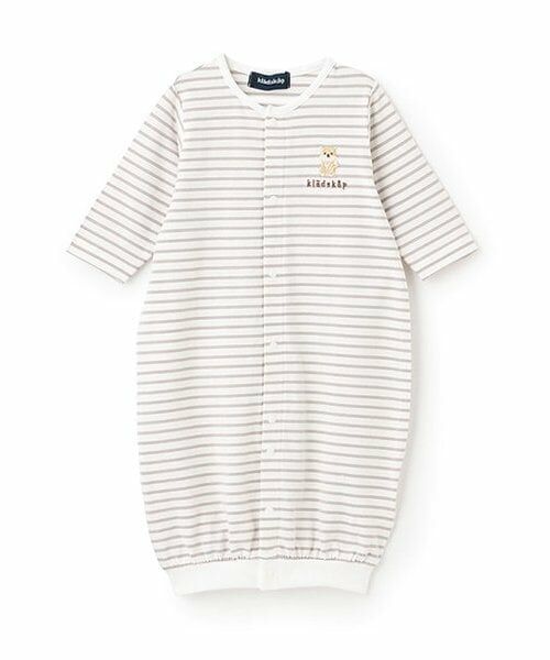 kladskap / クレードスコープ ロンパース | お尻アニマルボーダー長袖2wayオール（ライト グレー）